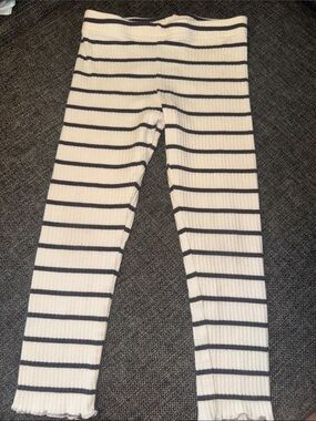 Carter's White and Black Striped Ribbed Leggings